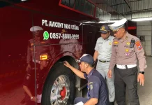 Satlantas Polres Madiun Kota Gelar Inspeksi PO Bus